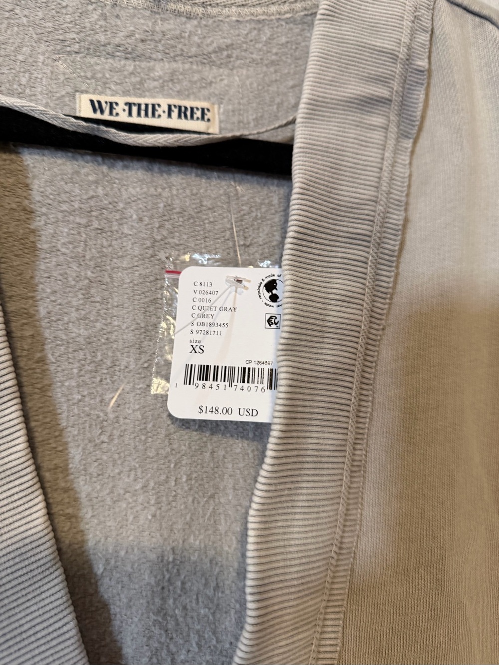 We the free free people dreamy blue cardi- quiet grey NWT $148 XS *see color* - Picture 7 of 8